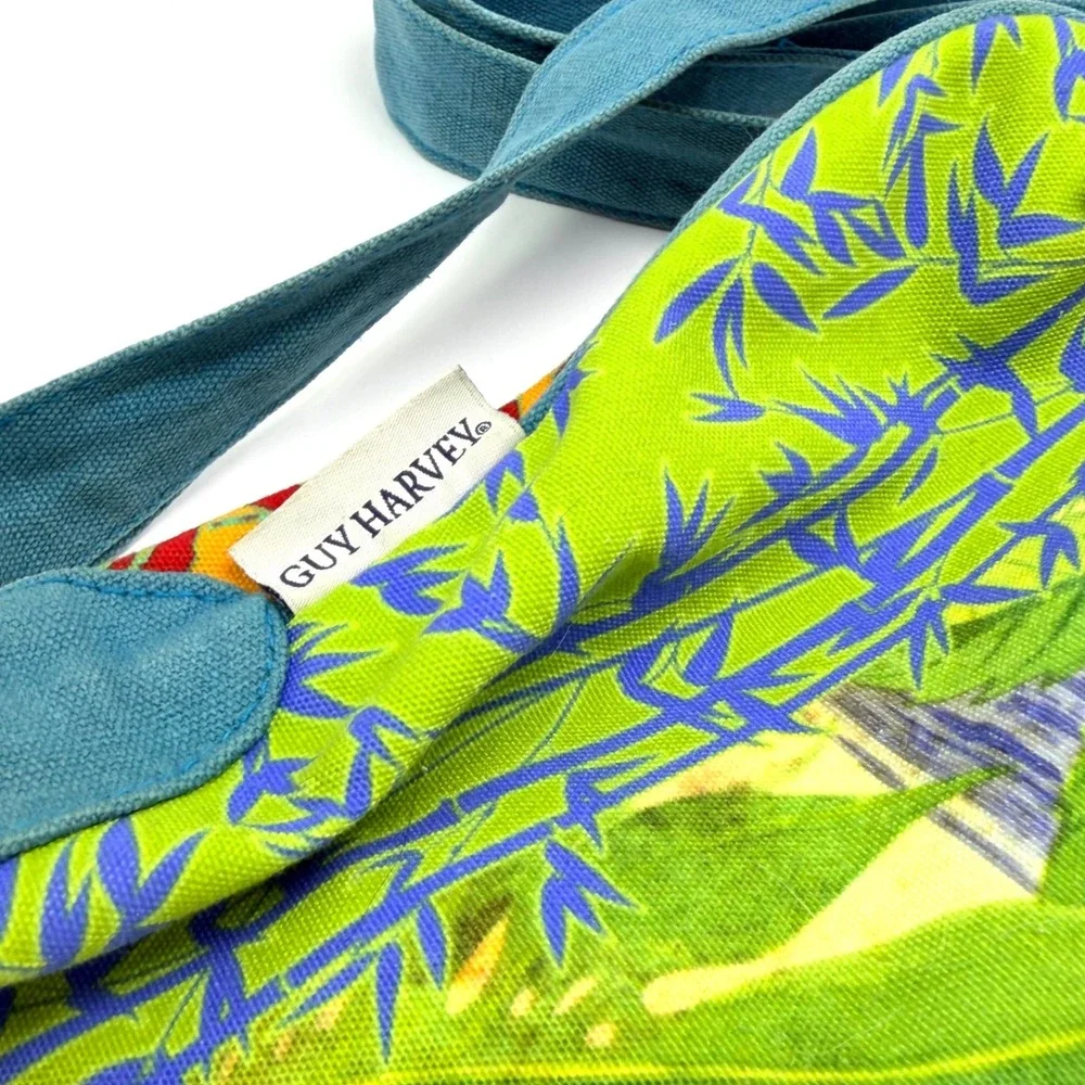 VTG Tropical Parrot Bag Guy Harvey‎ Canvas Crossbody Strap Retro Vacation